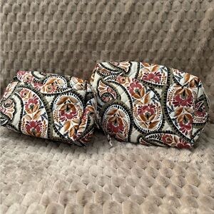 Vera Bradley Paisley Cosmetic Bag Set - Red, Orange, Black